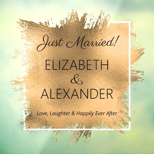 たった今結婚しました!金ゴールドフェイクフォイル窓の貼り付け ウィンドウサイン (シート3)