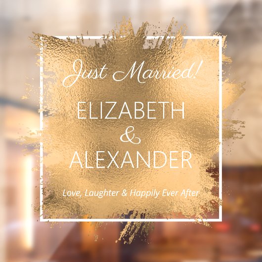 たった今結婚しました!金ゴールドフェイク箔 ウィンドウサイン (シート2)