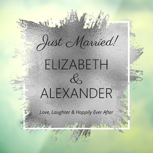 たった今結婚しました!銀フェイク箔 ウィンドウサイン (シート3)