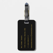 たった今結婚しました、黒い新婚旅行の荷物のラベルの金ゴールド ラゲッジタグ (裏面縦)