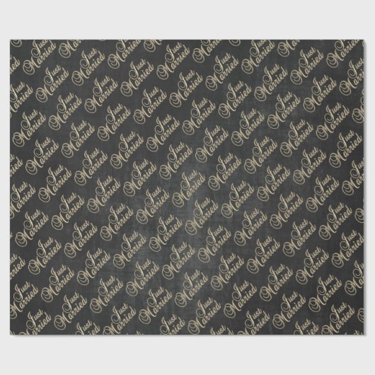 たった今結婚しました – 黒い黒板 – 結婚s ラッピングペーパー (フラット)