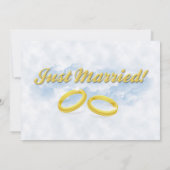 たった今結婚しました、2つの金ゴールド帯/雲 招待状 (裏面)