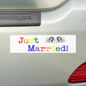 たった今結婚しました(2人の女性) バンパーステッカー (車上)