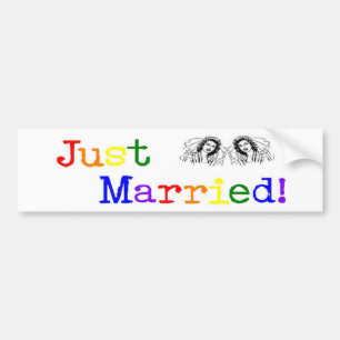たった今結婚しました(2人の女性) バンパーステッカー
