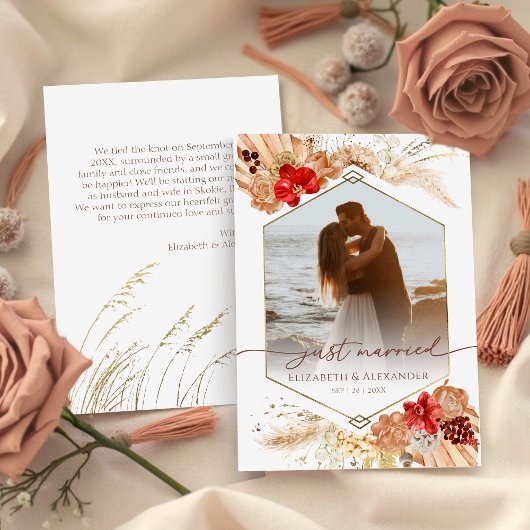 たった今結婚しました | Bohoの結婚写真の発表 招待状