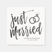 たった今結婚しました | Post-Nuptialパーティースクリプト スタンダードカクテルナプキン (正面)