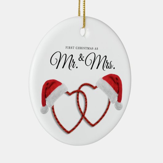 たった今結婚しましたAクリスマスオーナメント新結婚ハート セラミックオーナメント (右)