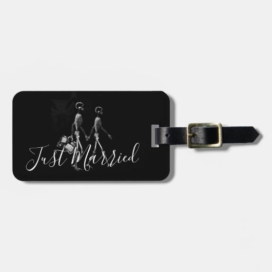 たった今結婚しましたX線スケルトンハネムーンカップル ラゲッジタグ (正面横)