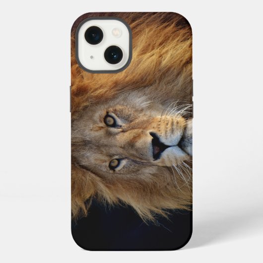 たてがみのある野生の捕食獣ライオン iPhoneケース (裏面)
