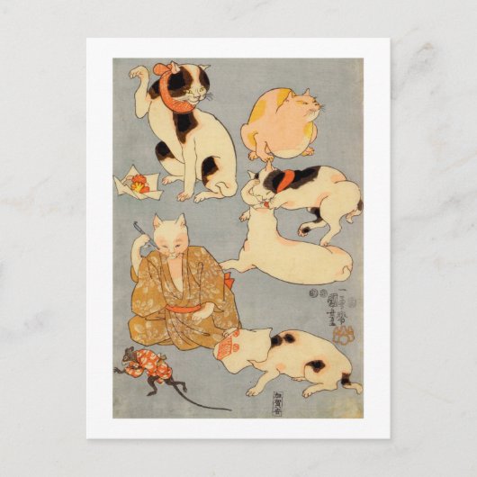たとえ尽の内(下)、国芳日本の猫(3)、国芳、浮世絵 ポストカード (正面)