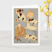 たとえ尽の内（下）, 国芳 Japanese Cats(3), Kuniyoshi, Ukiyo-e カード (黄色い花)