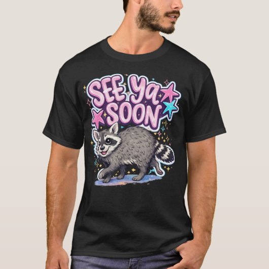 たのしいアライグマのイラスト Tシャツ (正面)