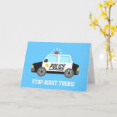 たのしい警察パトカー お誕生日おめでとう カード (黄色い花)