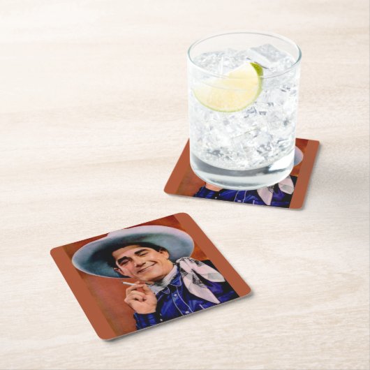 たばこのハンサムなカウボーイ スクエアペーパーコースター (インサイチュ)