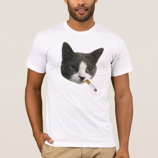 たばこの喫煙猫おもしろいの愛人 Tシャツ (正面)