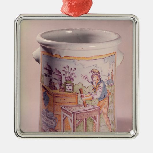 たばこ屋を描写するタバコのポット メタルオーナメント (正面)