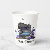 たぶん明日 – Black Cat, Books & Witchy Vibes 紙コップ (裏面)