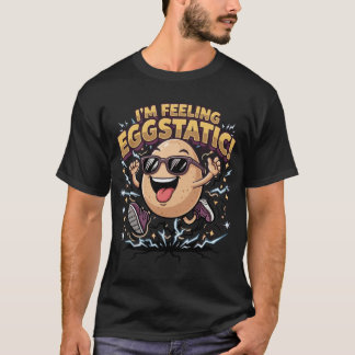 たまごでハッピー! 面白い卵のパロディー カートゥーン Tシャツ