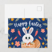 たまごの可愛いウサギ「ハッピーイースター」春 シーズンポストカード (正面/裏面)