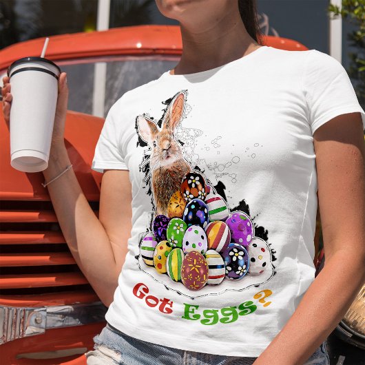たまごGET? ユーモア溢れるイースターバニーたまご Tシャツ