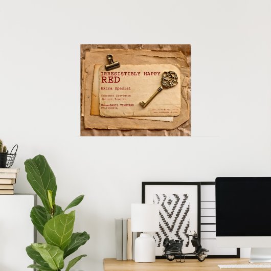 たまらなく幸せな赤ワインのポスター! ポスター (ホームオフィス)