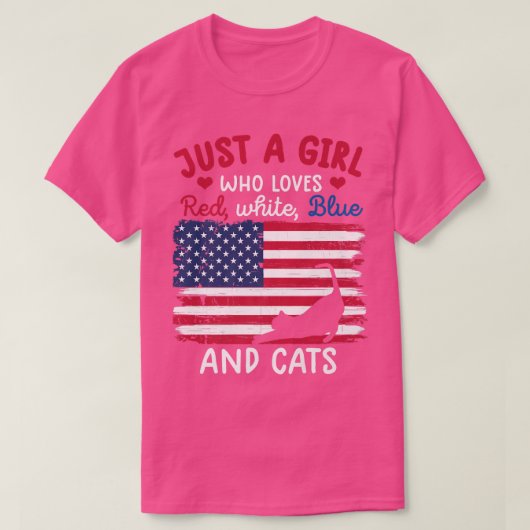ために赤白青猫のシャツが大好きな女の子 Tシャツ (デザイン正面)