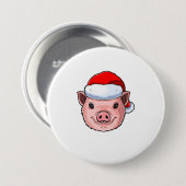 ためのおもしろい豚サンタハット豚クリスマスギフト 缶バッジ (正面&裏面)