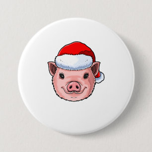 ためのおもしろい豚サンタハット豚クリスマスギフト 缶バッジ