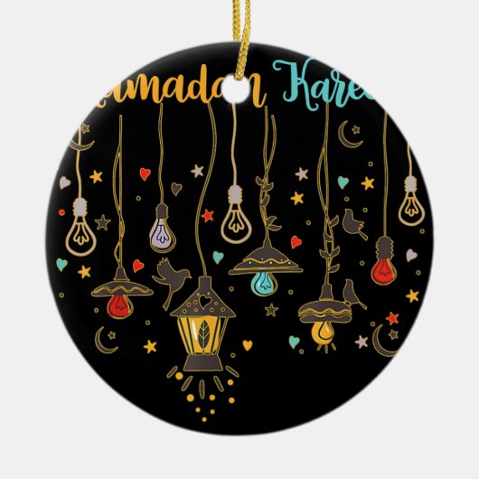 ためのラマダンクールカレムイスラム断食服 セラミックオーナメント (正面)