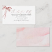 ための水色ピンクのリボン赤ちゃんシャワーブック エンクロージャーカード (正面/裏面)