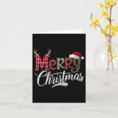 ための陽気なクリスマスバッファローの白黒の格子柄 カード (黄色い花)