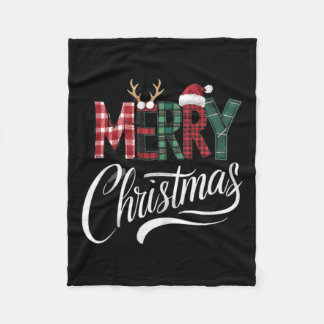 ための陽気なクリスマスバッファローの白黒の格子柄 フリースブランケット