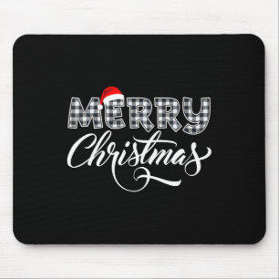 ための陽気なクリスマスバッファローの白黒の格子柄 マウスパッド