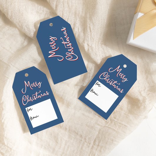 ための青いホリすてきーのメリーシンプルクリスマス ギフトタグ