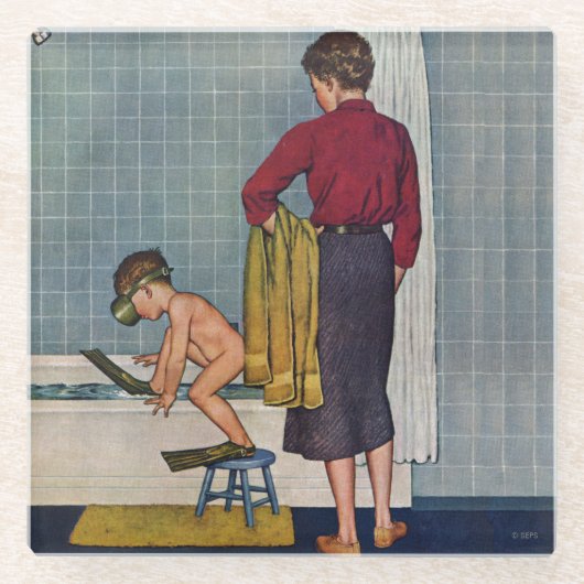 たらいのスキューバ ガラスコースター (正面)