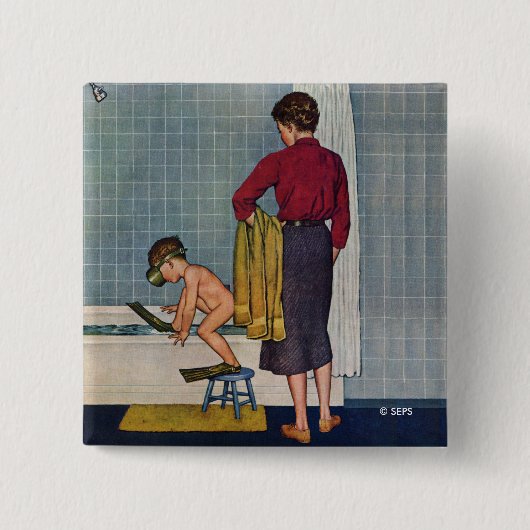 たらいのスキューバ 缶バッジ (正面)