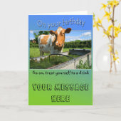 たらいのバースデー・カードの牛 カード (黄色い花)