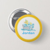 たらいパーソナライズなボタンのテンプレートのダッキーのアヒル 缶バッジ (正面&裏面)