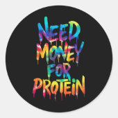 たんぱくおもしろい質トレーニングジョークジムタイのためのお金が必要 ラウンドシール (正面)