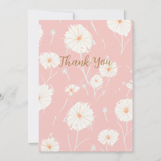 たんぽぽの綿毛 ピンクの感謝を伝えるカード サンキューカード (正面)