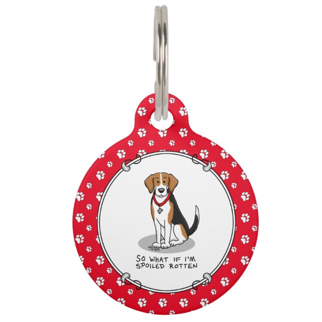 だいぶわがままなビーグル（三色）犬 面白い ペット　ネームタグ (正面)