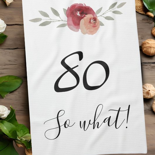 だからおもしろい水の色フローラ80誕生日 キッチンタオル