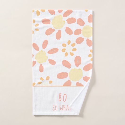 だから何の水彩花前向き80誕生日 バスタオルセット (ハンドタオル)
