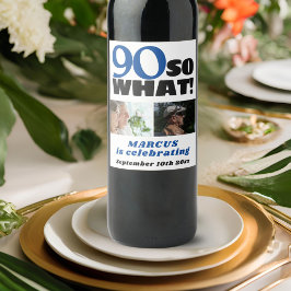 だから何タイポグラフィ90誕生日2フォトコラージュ ワインラベル