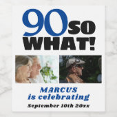 だから何タイポグラフィ90誕生日2フォトコラージュ ワインラベル (シングルラベル)