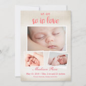 だから愛のベビーガール誕生の発表 案内状 (正面)