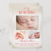 だから愛のベビーガール誕生の発表 案内状 (正面/裏面)