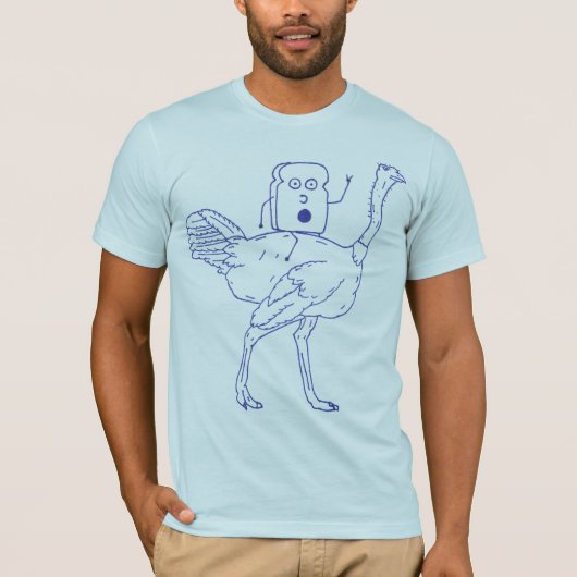 だちょうに乗るトースト Tシャツ (正面)