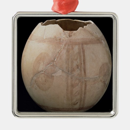 だちょうの卵はプイグdeからのつぼの形で切れました メタルオーナメント (正面)