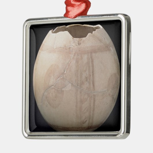 だちょうの卵はプイグdeからのつぼの形で切れました メタルオーナメント (左)